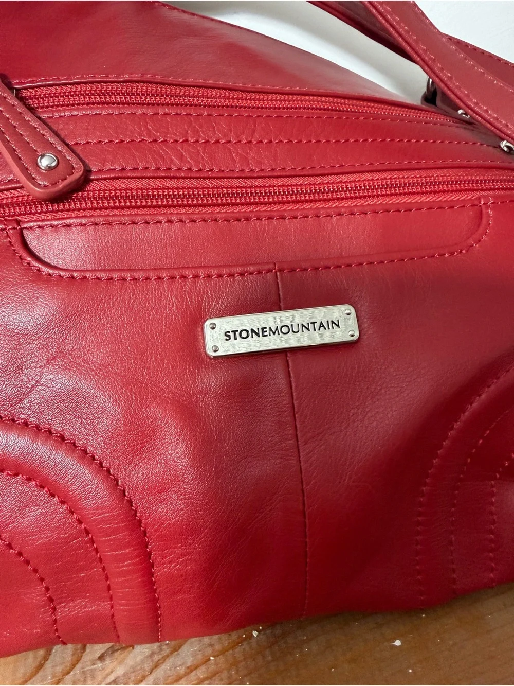 Stone Mountain Accessories Red Shoulder Bag with Front Zip Pockets